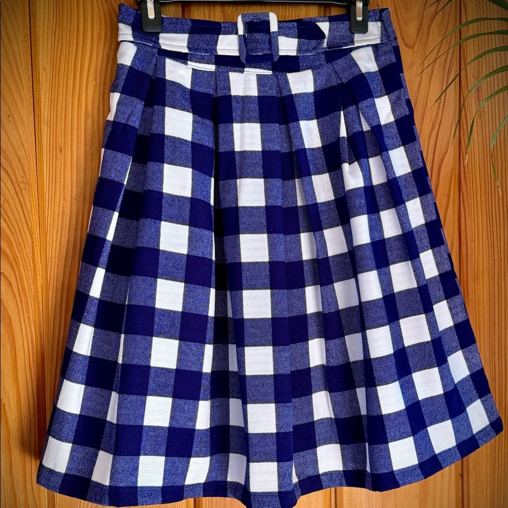 Blue Buffalo Check Midi Skirt